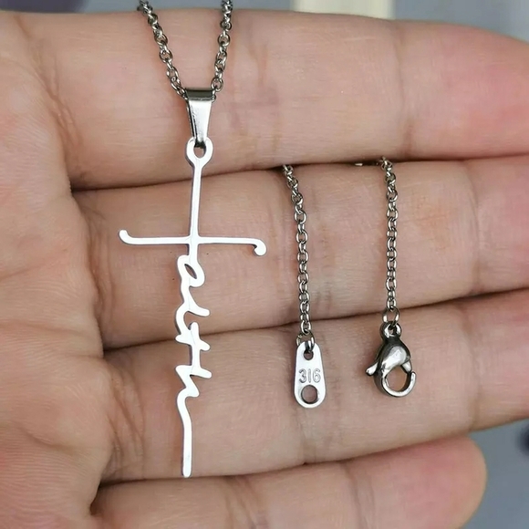 FAITH Necklace Gold Silver Rose Black - Picture 3 of 4